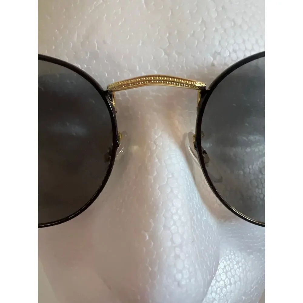 RAY BANS ROUND METAL FULL COLOR LEGEND POLISHED BLACK ON GOLD WITH CASE UNISEX